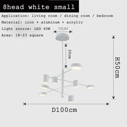 Modern geometric black gold white led chandelier for living room