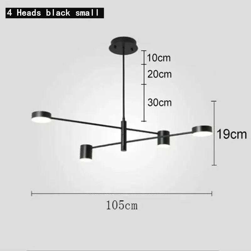 Modern geometric black gold white led chandelier for living room