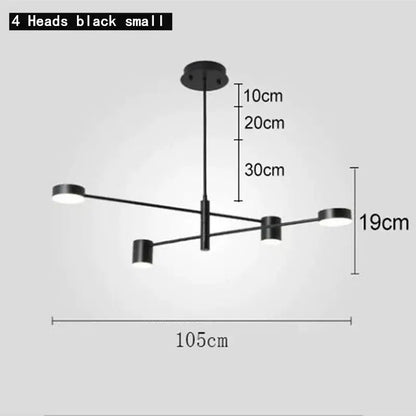 Modern geometric black gold white led chandelier for living room
