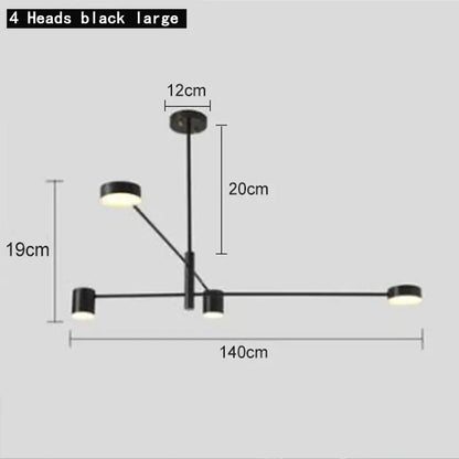 Modern geometric black gold white led chandelier for living room
