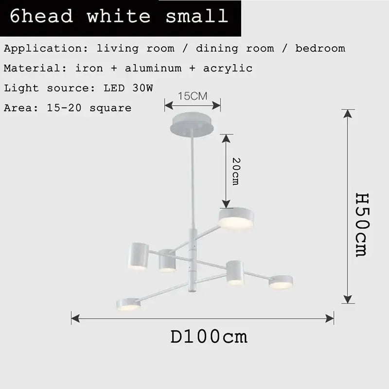 Modern geometric black gold white led chandelier for living room
