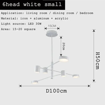 Modern geometric black gold white led chandelier for living room