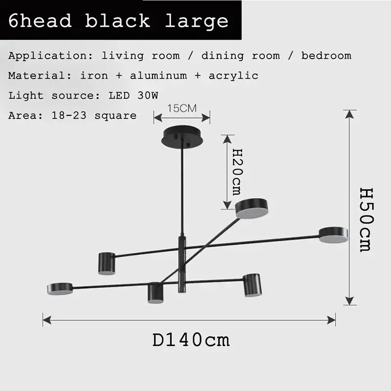 Modern geometric black gold white led chandelier for living room
