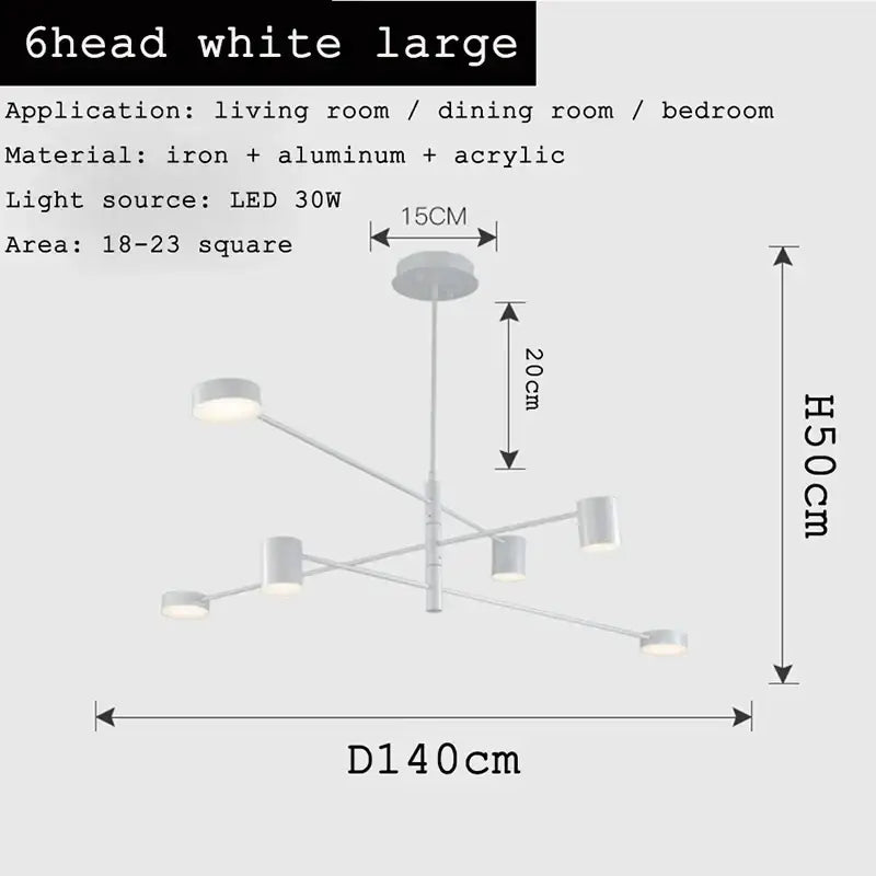 Modern geometric black gold white led chandelier for living room