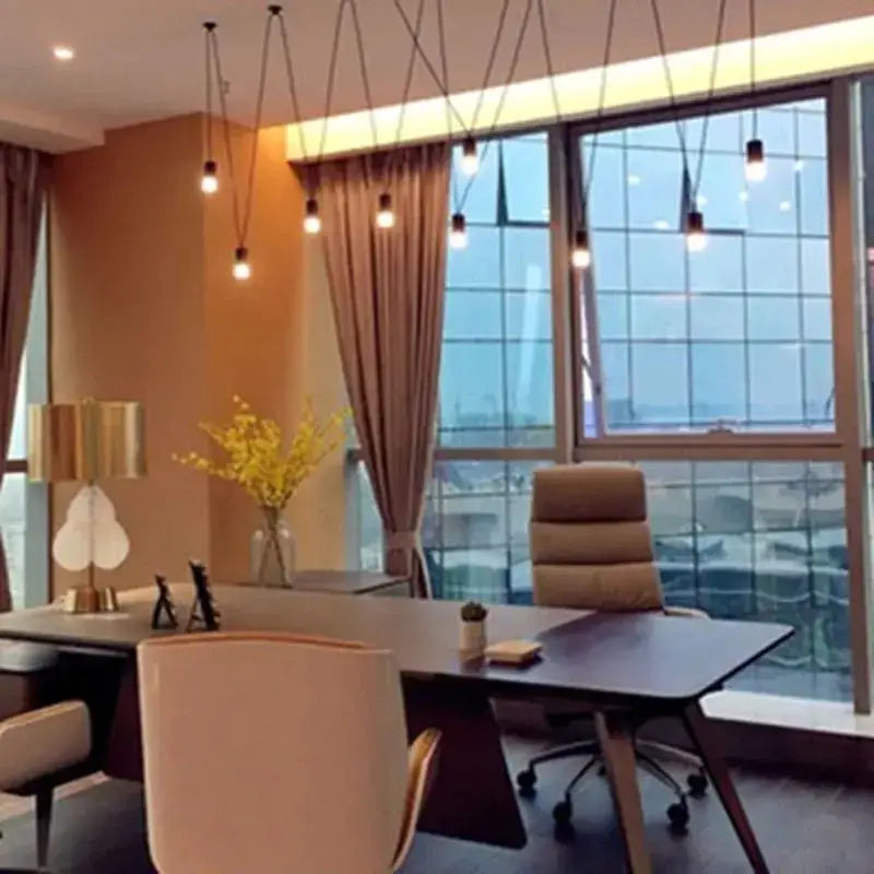 Modern geometric black linear pendant lamp for bedroom