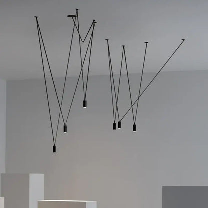Modern geometric black linear pendant lamp for bedroom