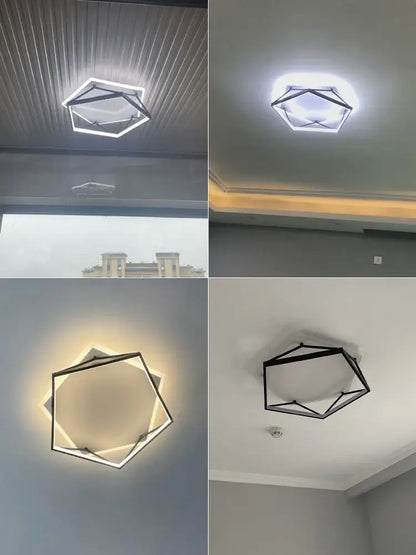 Modern geometric black metal led ceiling lamp for bedroom