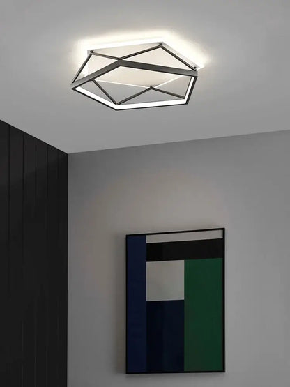 Modern geometric black metal led ceiling lamp for bedroom