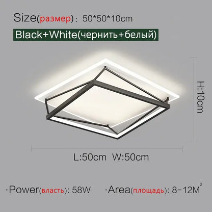 Modern geometric black metal led ceiling lamp for bedroom
