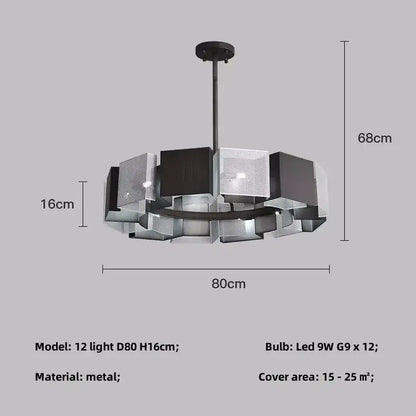 Modern geometric black metal loft led chandelier dining room light