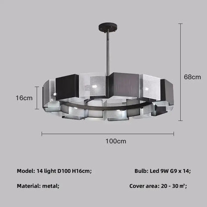 Modern geometric black metal loft led chandelier dining room light