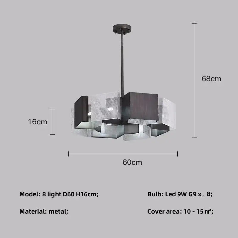 Modern geometric black metal loft led chandelier dining room light