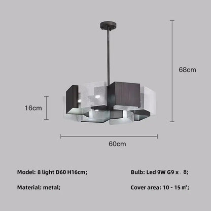 Modern geometric black metal loft led chandelier dining room light