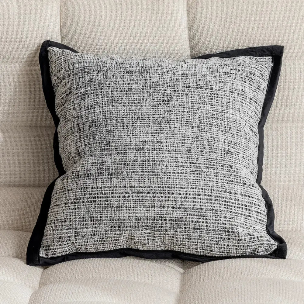 Modern geometric black & white embroidered pillow cover living room