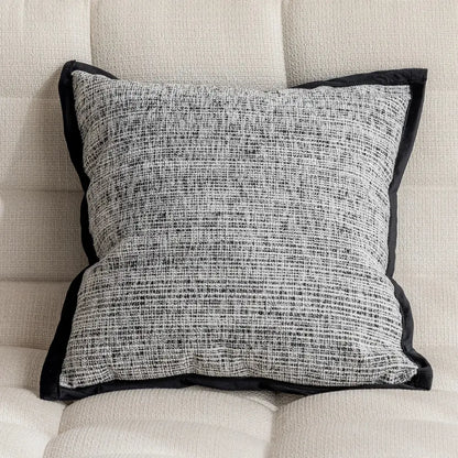 Modern geometric black & white embroidered pillow cover living room