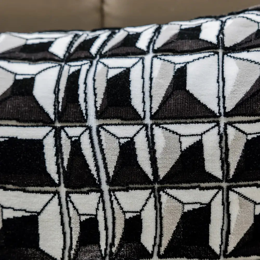 Modern geometric black & white embroidered pillow cover living room