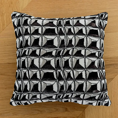 Modern geometric black & white embroidered pillow cover living room