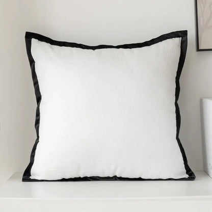 Modern geometric black & white embroidered pillow cover living room