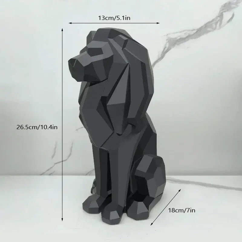 Modern geometric black & white lion resin art statue office decor