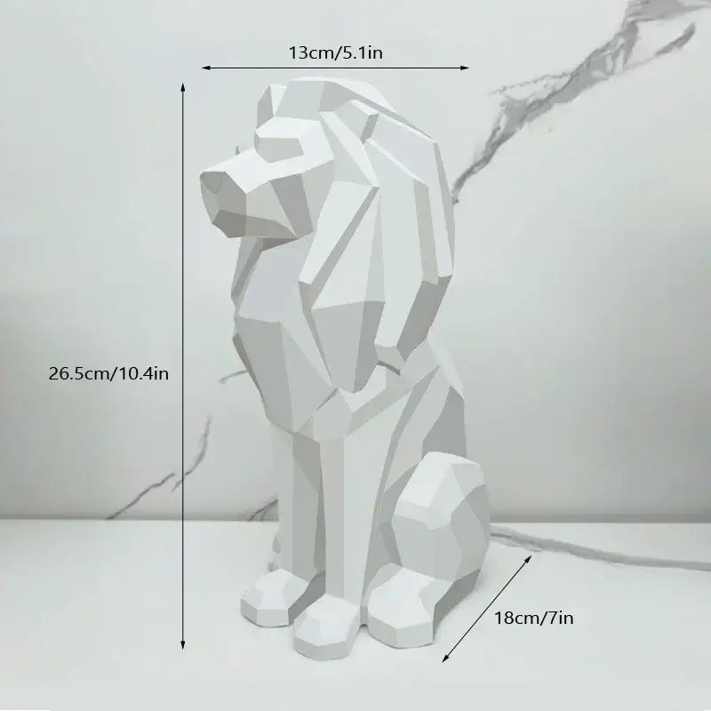 Modern geometric black & white lion resin art statue office decor