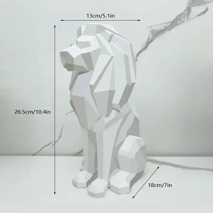 Modern geometric black & white lion resin art statue office decor