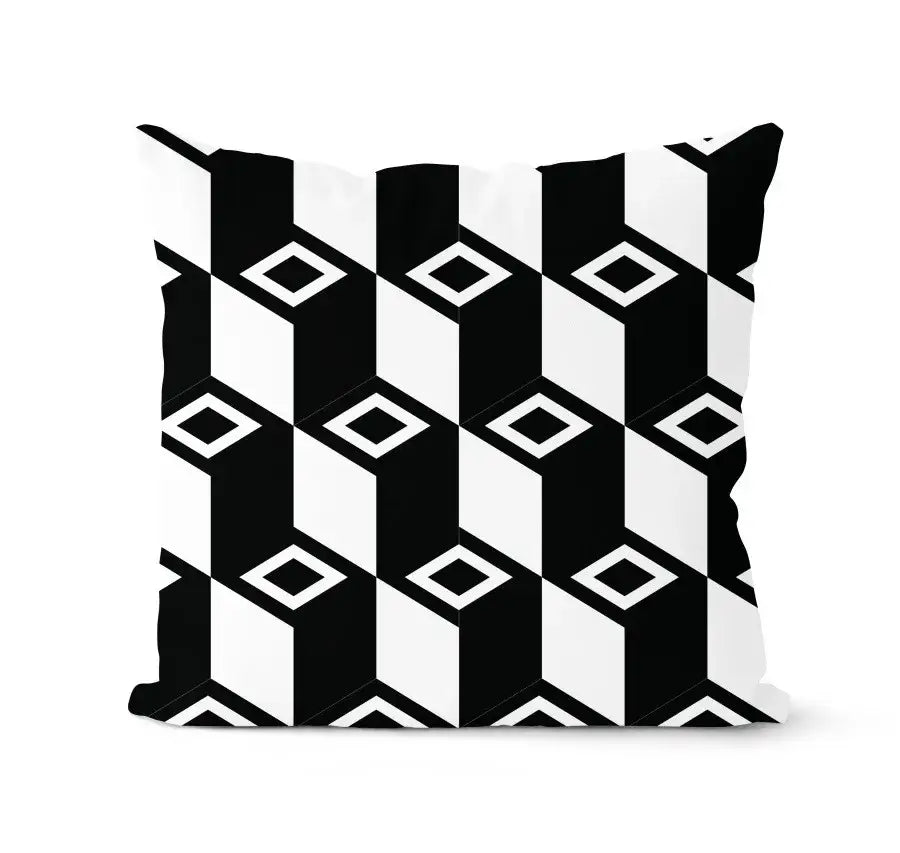 Modern geometric black & white pillowcase set – living room cushion