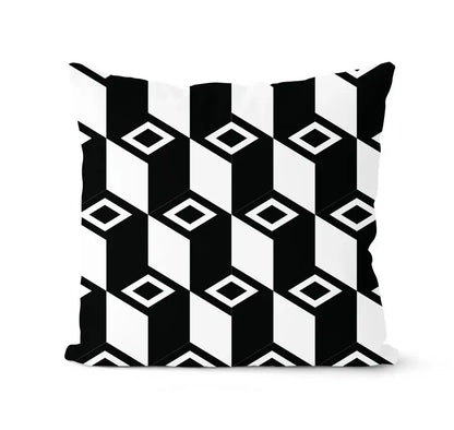Modern geometric black & white pillowcase set – living room cushion
