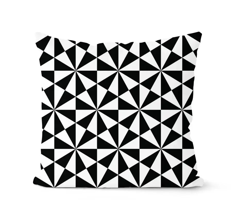 Modern geometric black & white pillowcase set – living room cushion