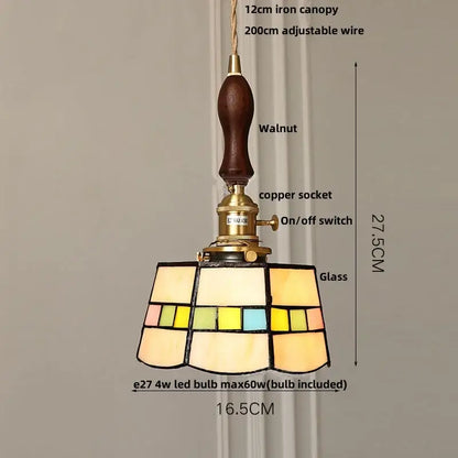 Modern geometric blue glass and brass pendant light – dining room