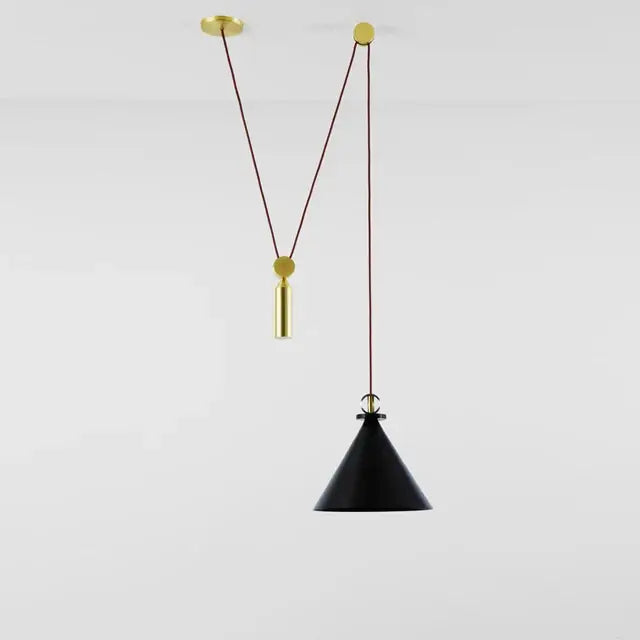 Modern geometric brass & black glass pendant light dining room