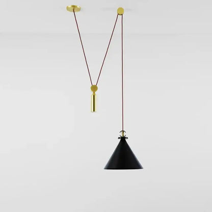Modern geometric brass & black glass pendant light dining room