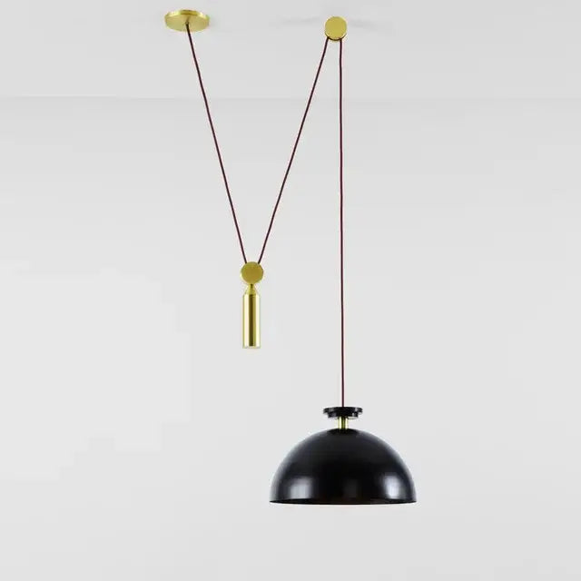 Modern geometric brass & black glass pendant light dining room
