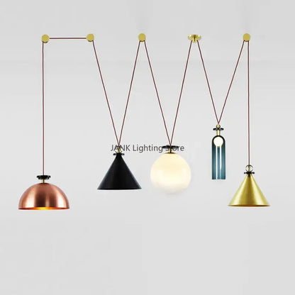 Modern geometric brass & black glass pendant light dining room