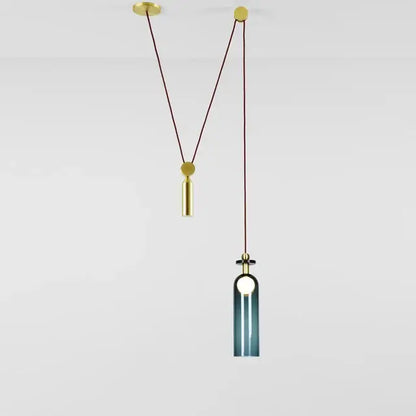 Modern geometric brass & black glass pendant light dining room
