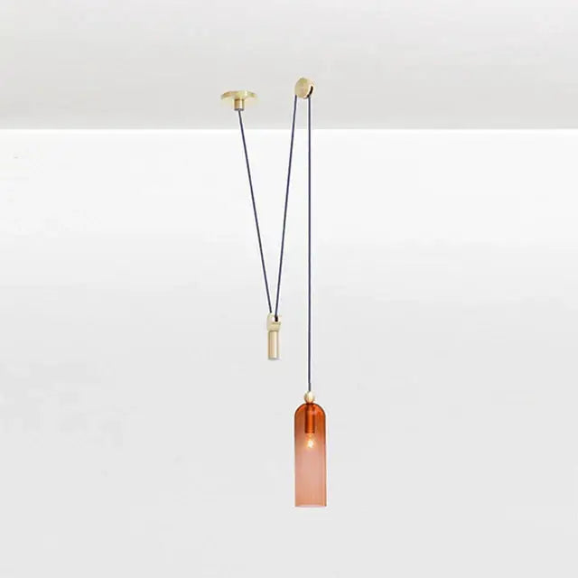 Modern geometric brass & black glass pendant light dining room