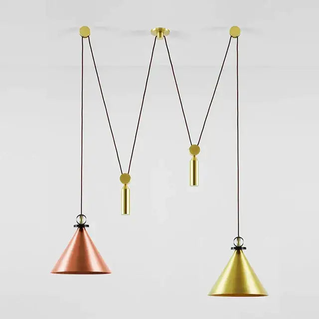 Modern geometric brass & black glass pendant light dining room