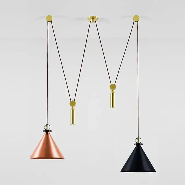 Modern geometric brass & black glass pendant light dining room