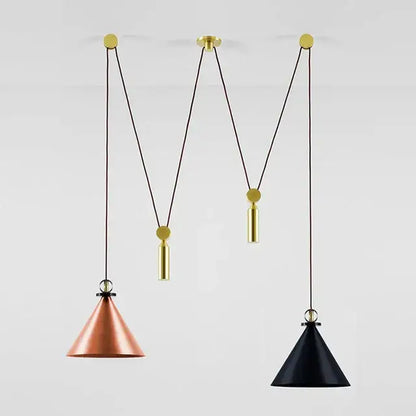 Modern geometric brass & black glass pendant light dining room