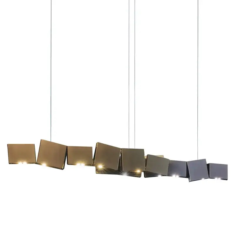 Modern geometric bronze & dark gray pendant light dining room