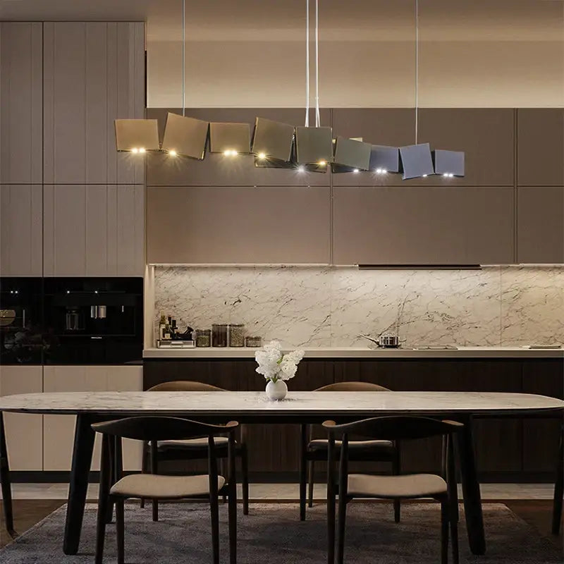 Modern geometric bronze & dark gray pendant light dining room