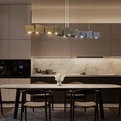 Modern geometric bronze & dark gray pendant light dining room