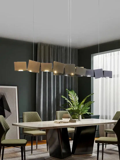 Modern geometric bronze & dark gray pendant light dining room