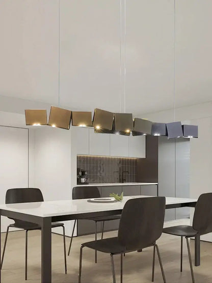 Modern geometric bronze & dark gray pendant light dining room