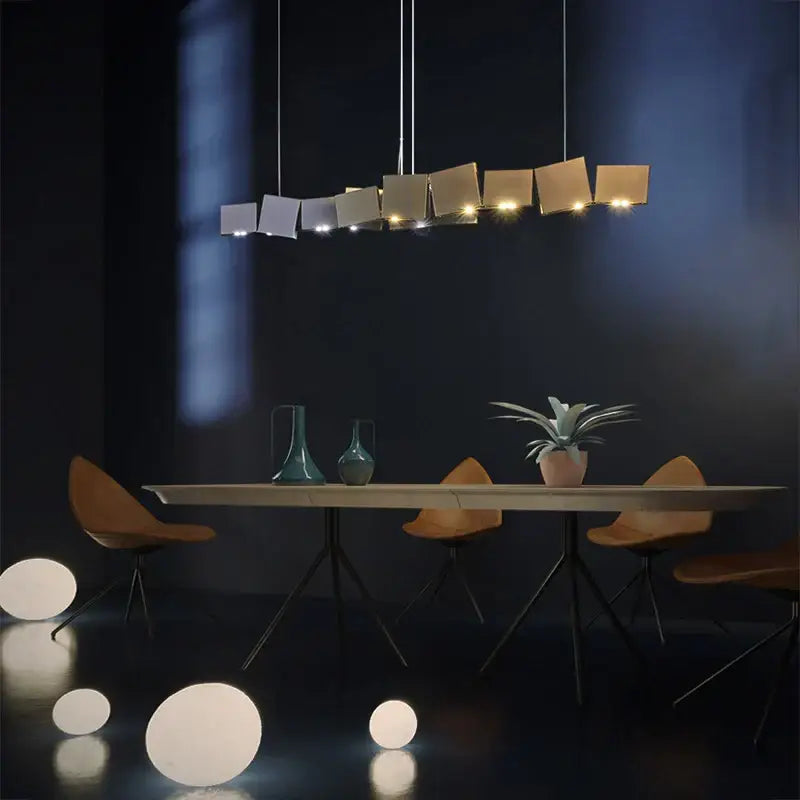 Modern geometric bronze & dark gray pendant light dining room
