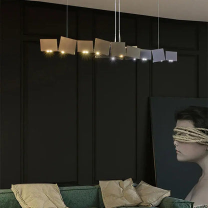 Modern geometric bronze & dark gray pendant light dining room