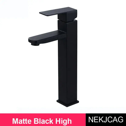 Modern geometric brushed gold basin faucet bathroom vessel sink tap