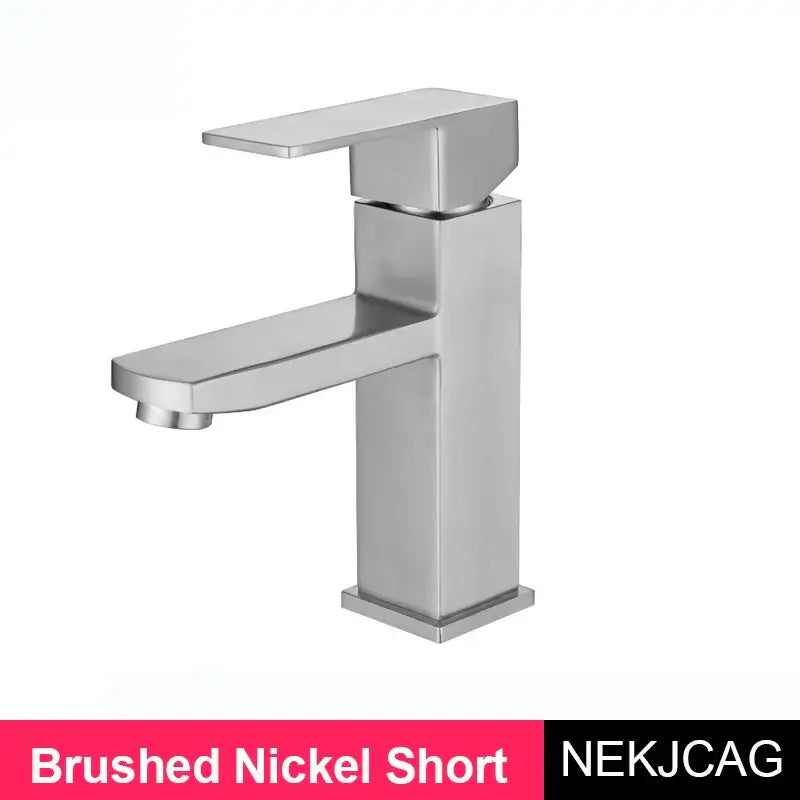 Modern geometric brushed gold basin faucet bathroom vessel sink tap