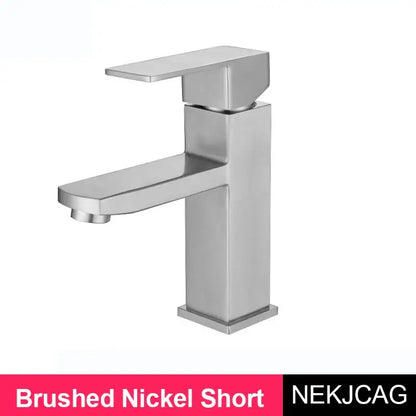 Modern geometric brushed gold basin faucet bathroom vessel sink tap