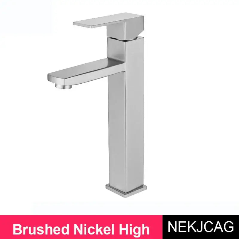 Modern geometric brushed gold basin faucet bathroom vessel sink tap
