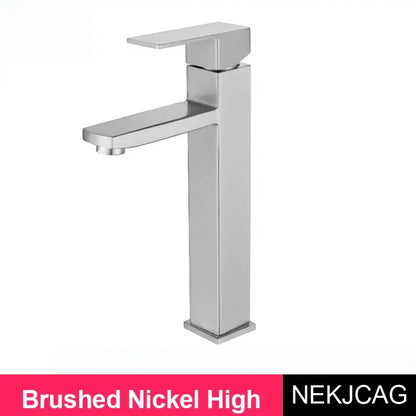 Modern geometric brushed gold basin faucet bathroom vessel sink tap